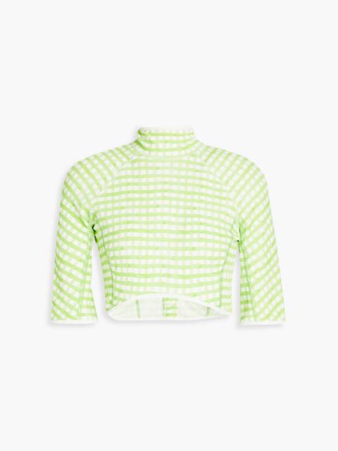 JACQUEMUS Tuba cropped gingham jersey turtleneck top