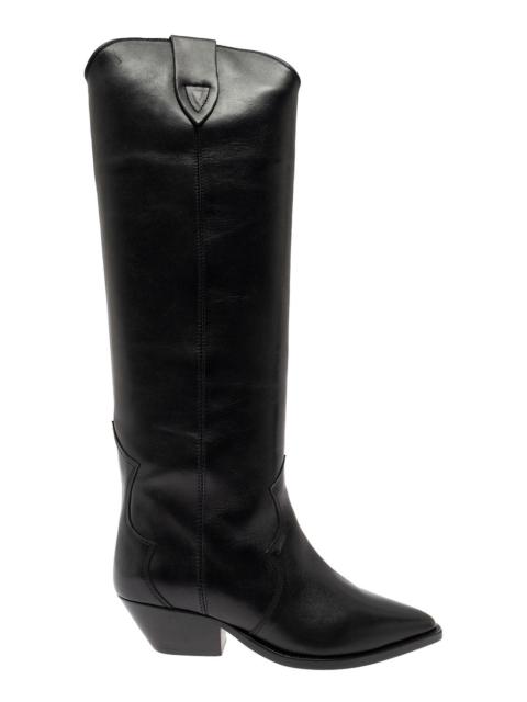 Isabel Marant Women 'Denvee' Black Knee-High Boots With Medium Block Heel In Leather Woman