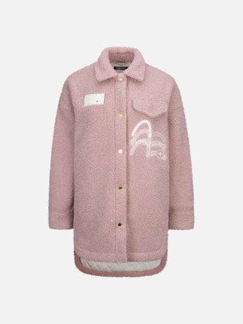 EVISU Triple Seagull Embroidered Light-padded Sherpa Fleece Shirt Jacket
