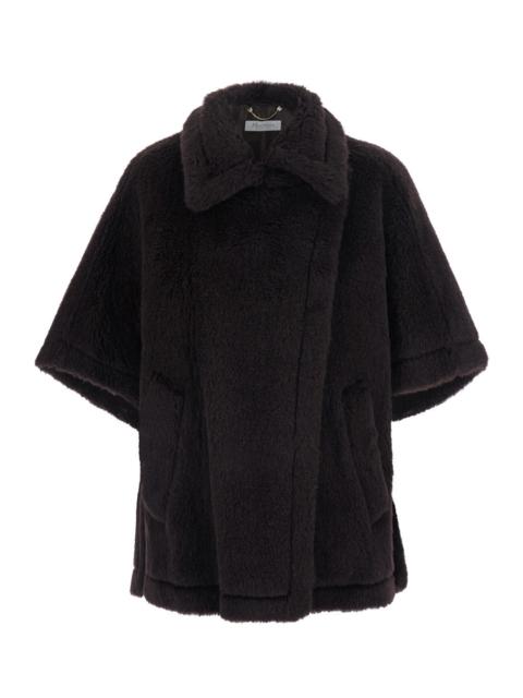 Max Mara Max Mara Women 'Tebe' Brown Cape With Button Collar And Kimono Sleeves In Wool Blend For Women