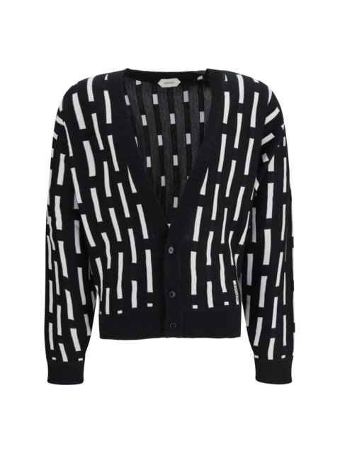 VERSACE Versace Gianni Dashes Cardigan Black/White
