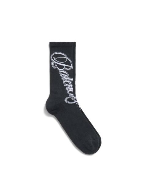 BALENCIAGA Men's Cursive Socks in Black/white