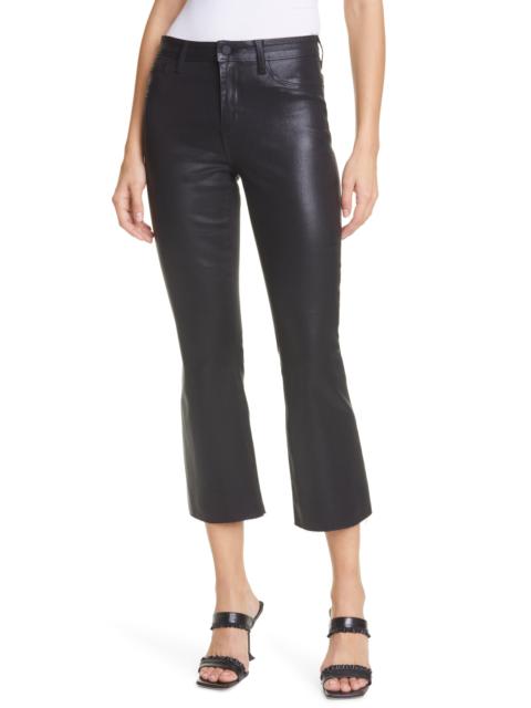 L'AGENCE L'AGENCE Kendra Coated High Waist Crop Flare Jeans in Noir Coated at Nordstrom