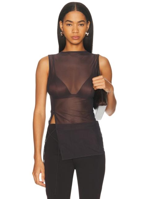 JADE CROPPER Sheer Sleeveless Top