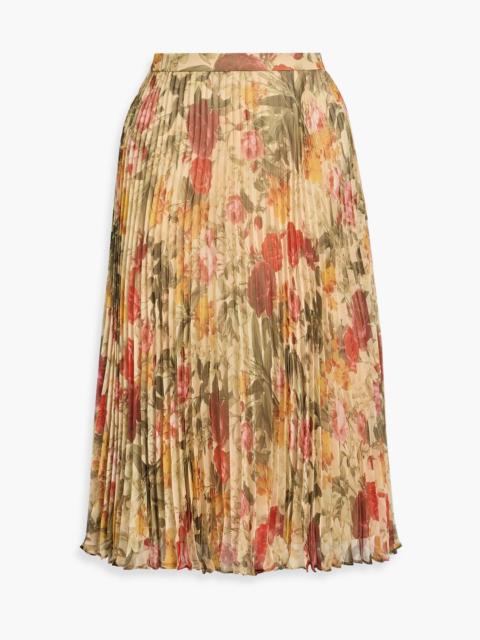 Other Designers Pleated floral-print chiffon skirt