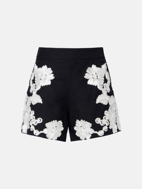 SIMKHAI Sammi embroidered linen-blend shorts