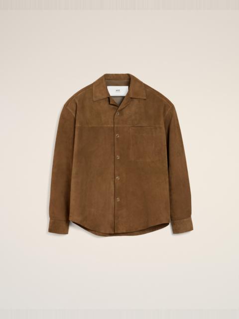AMI Paris BROWN LEATHER OVERSHIRT