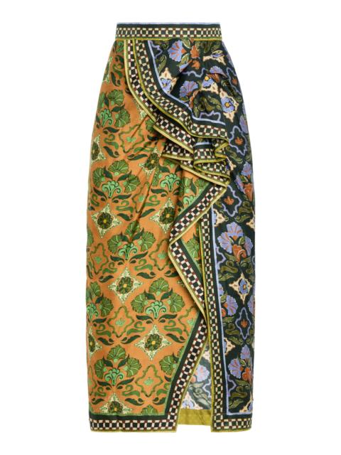 ALÉMAIS Cece Spliced Silk Twill Midi Skirt multi
