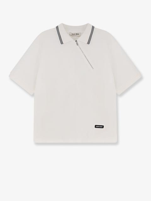 Miu Miu Miu Miu Cotton Polo Shirt With Asymmetric Zip