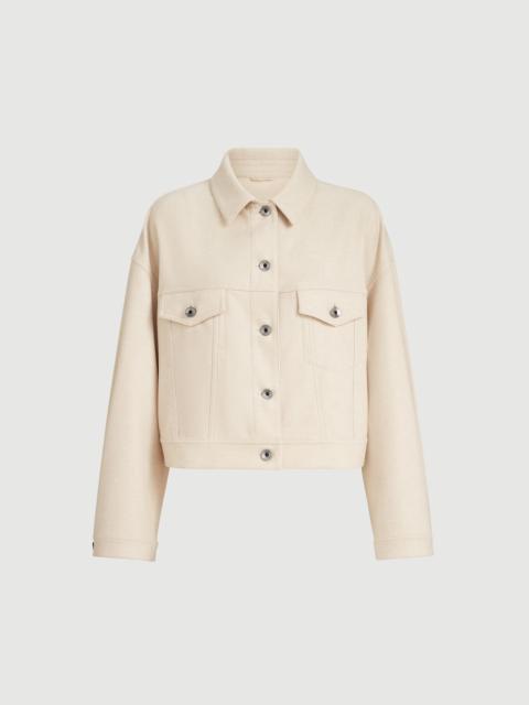 Brunello Cucinelli Lightweight wool cloth outerwear jacket with monili