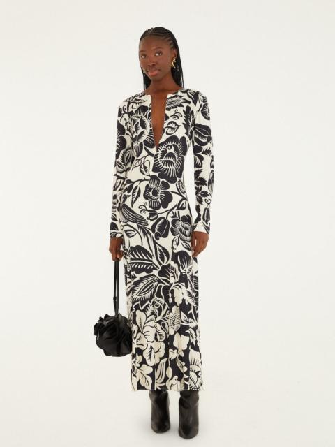 FARM RIO Off-White Cashews And Birds Lenzing™ Ecovero™ Viscose Maxi Dress