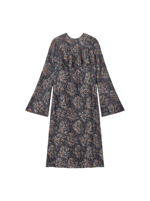 GANNI Shibori Pleat Midi Long Sleeve Dress