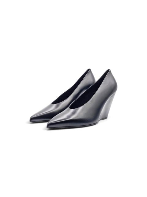 Loro Piana Viola High Wedge Pumps Black Leather EU 40 US 10 - NWB $1375