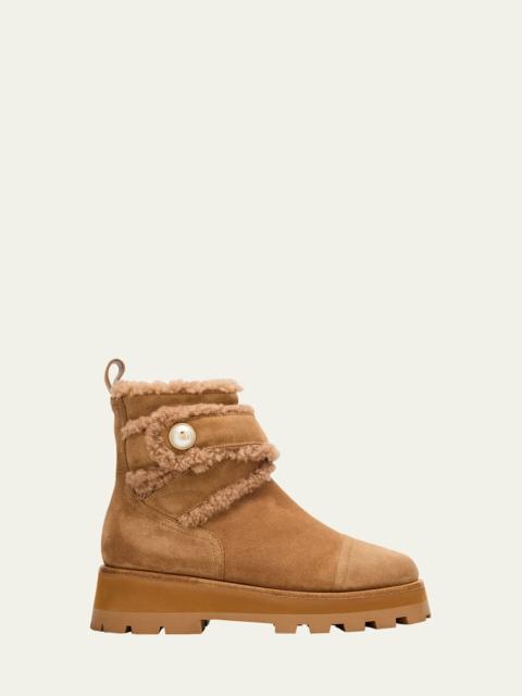 JIMMY CHOO Meena Suede and Shearling Zip Ankle Boots