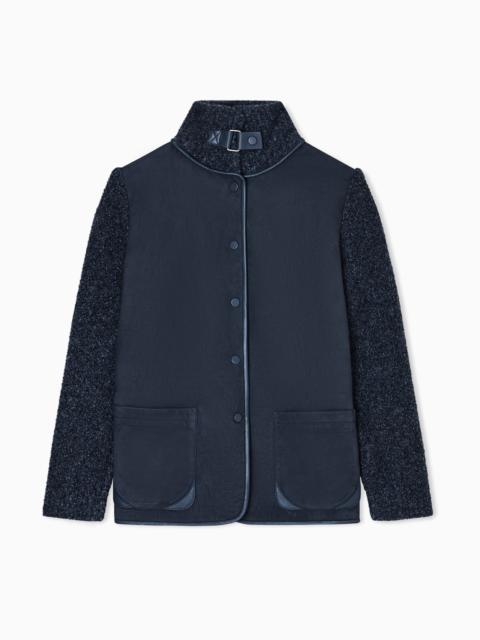 GIORGIO ARMANI JACKET IN CALFSKIN AND CASHMERE AND SILK BOUCLÉ