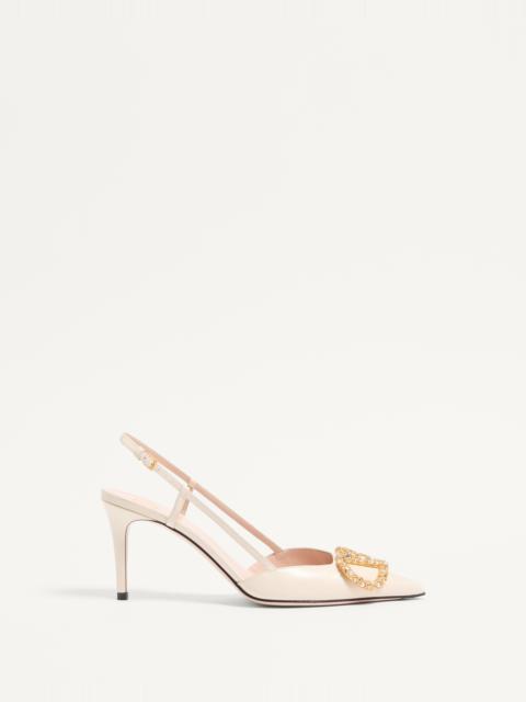 Valentino VLOGO SIGNATURE SLINGBACK CALFSKIN PUMP WITH JEWEL LOGO 80MM
