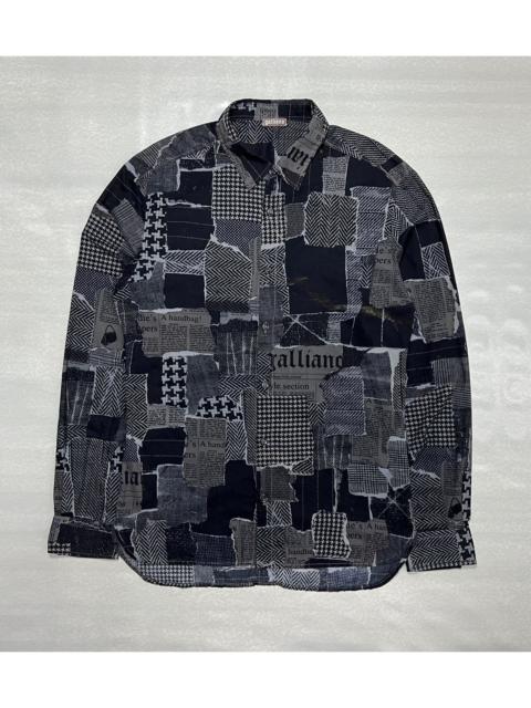 John Galliano Patchwork Newspaper Gazette Full Print Button-Up Shirt