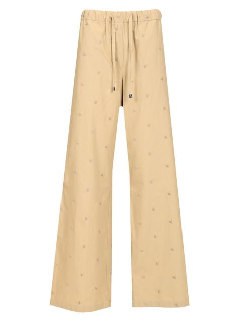 THE ATTICO Long With All-Over Embroidery Trousers Beige