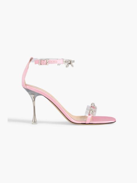 MACH & MACH Floating Crystal Bow embellished satin and PVC sandals