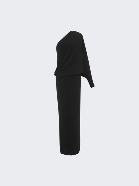 SAINT LAURENT Long One Shoulder Cashmere Dress Black