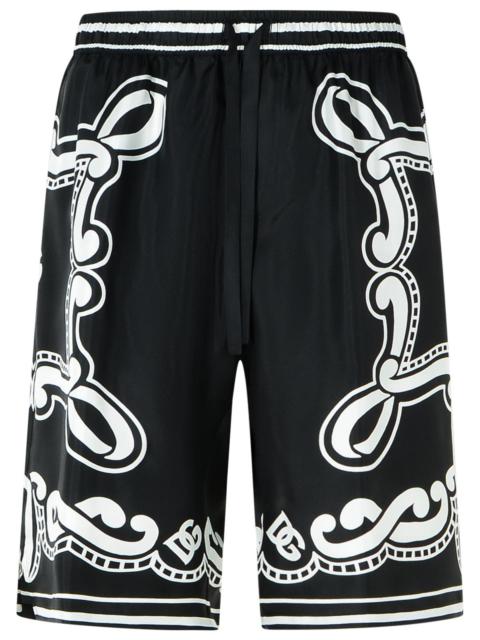 Dolce & Gabbana Black Silk Bermuda Shorts Men
