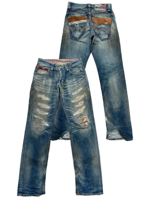 Other Designers Vintage Edwin Distressed Mudwash Ripped Denim Jeans 30x34