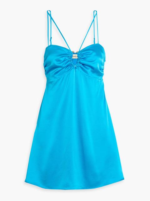 NICHOLAS Ruched silk-satin mini dress