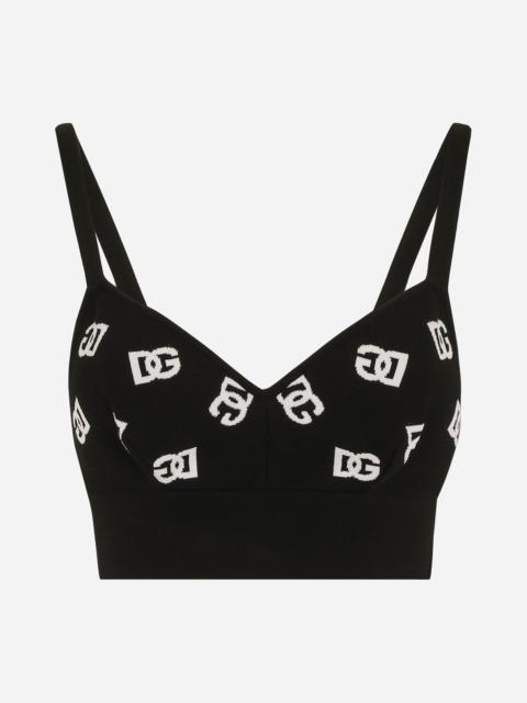 Dolce & Gabbana Viscose bralette top with jacquard DG logo