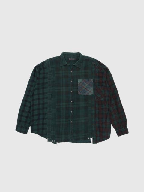 NEEDLES REBUILD BY NEEDLES 7 CUTS OVER DYE WIDE FLANNEL SHIRT
