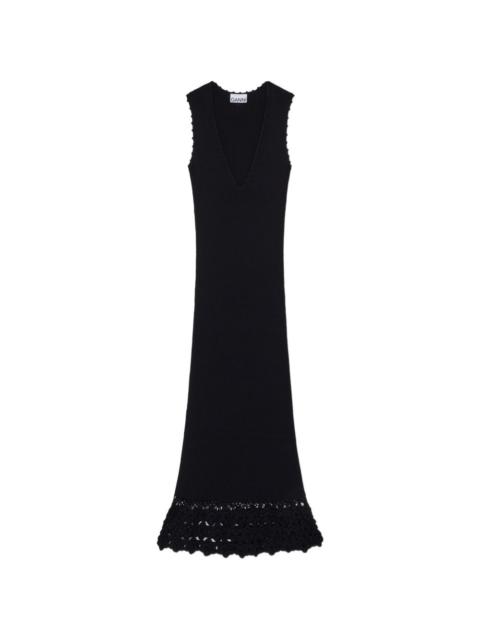GANNI Ganni Women Crochet Cotton Long Dress
