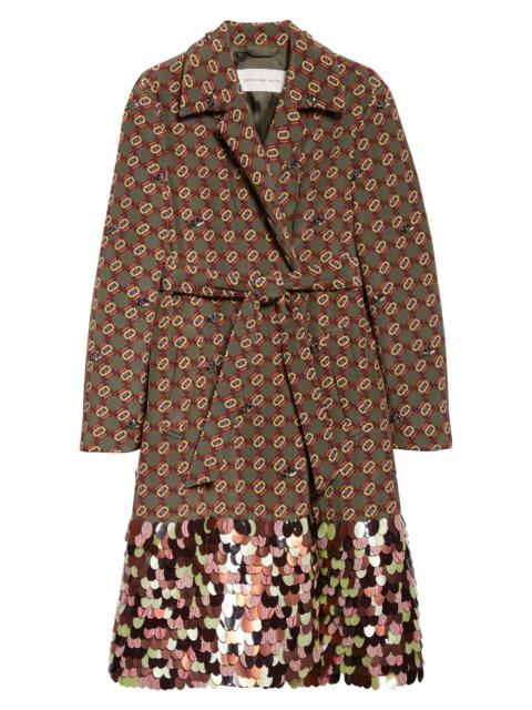 Dries Van Noten Dries Van Noten Roltas Mosaic Motif Wrap Coat in Khaki at Nordstrom