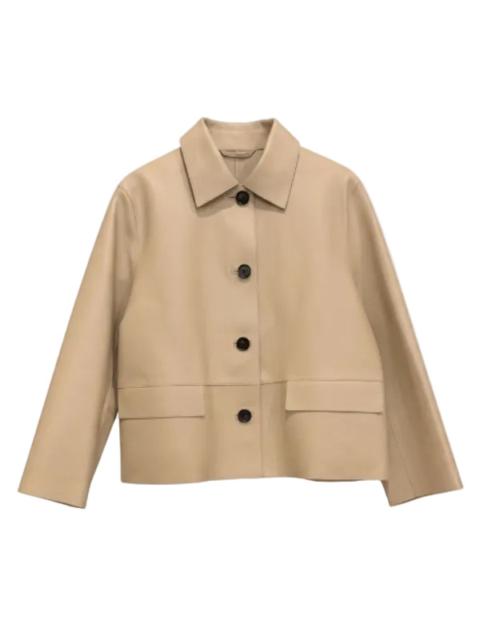 TOTEME Bonded Leather Jacket in Chai
