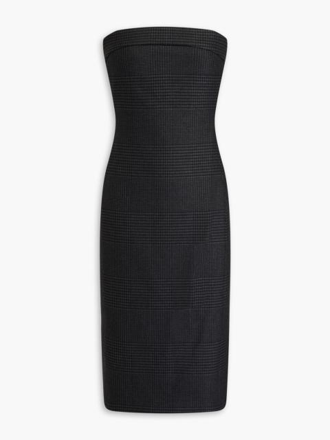 Alice + Olivia Kelly strapless Prince of Wales checked tweed dress