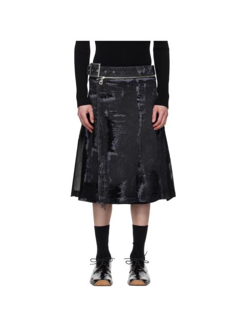 Jean Paul Gaultier Black 'The Flocked' Denim Skirt