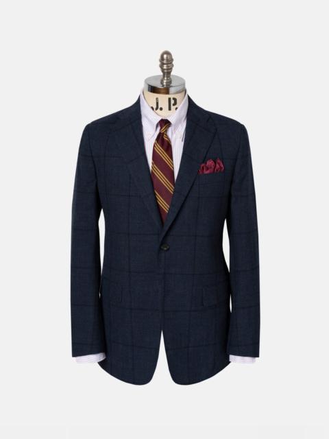 J. PRESS MADE-IN-USA GREY & BLUE WINDOWPANE FOX AIR WOOL SPORT COAT