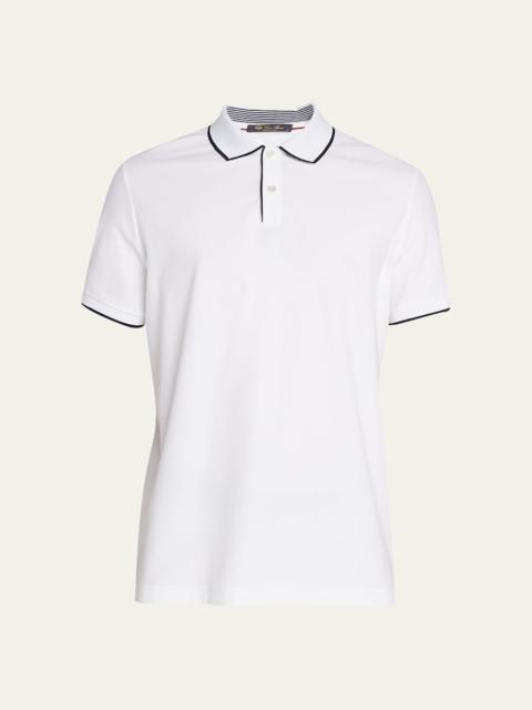 Loro Piana Men's Brentwood Tipped Jersey Pique Polo Shirt