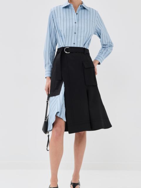 3.1 Phillip Lim Flounce Skirt Long Sleeve Combo Shirt Dress
