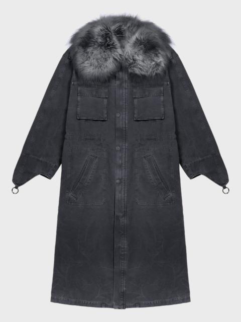 Blumarine CANVAS PARKA JACKET WITH FAUX FUR COLLAR