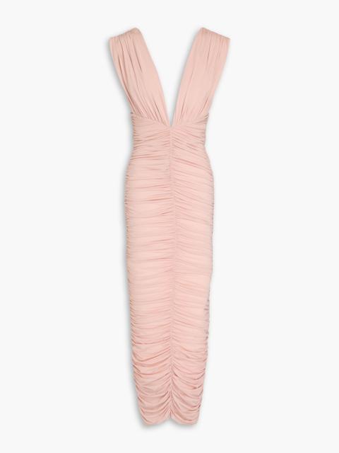 ALEX PERRY Ruched stretch-jesey midi dress