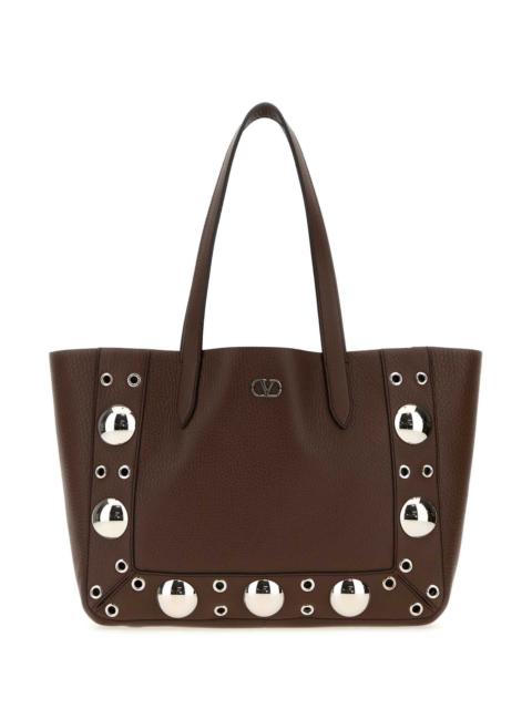 Valentino Valentino Garavani Women Brown Leather Small Nellcã´Te Shopping Bag