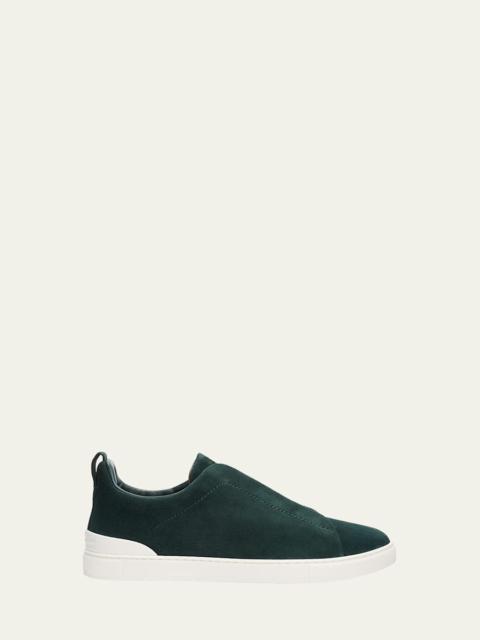 ZEGNA Men's Suede Triple Stitch Slip-On Sneakers