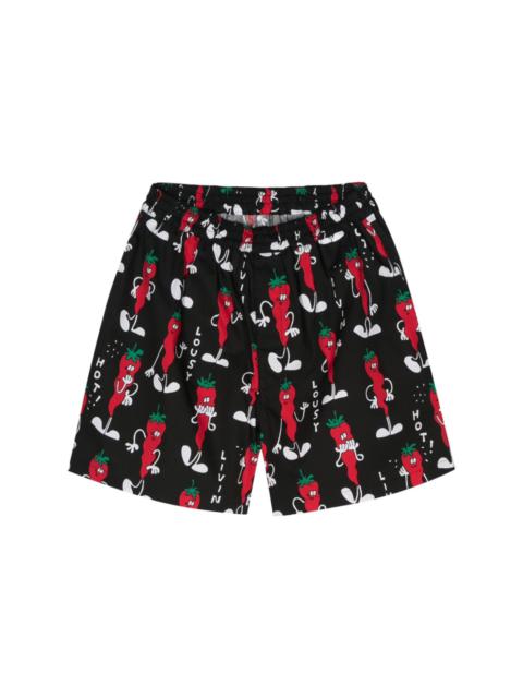 graphic-print cotton shorts