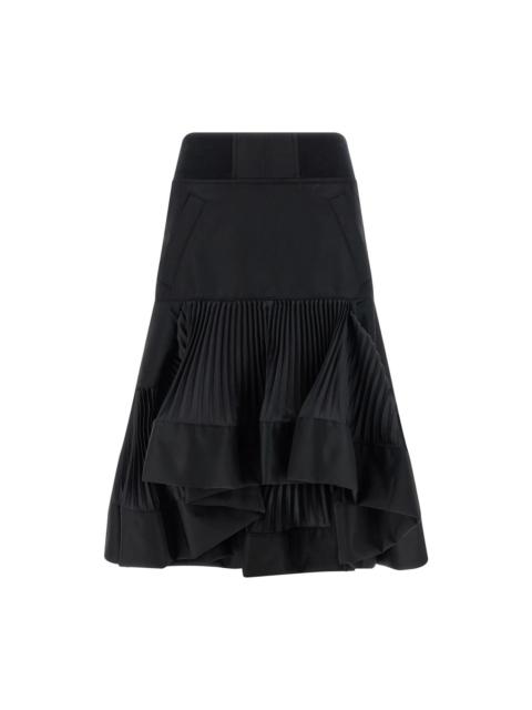 sacai SACAI Black Pleated Insert Nylon Skirt New & Authentic (Wome