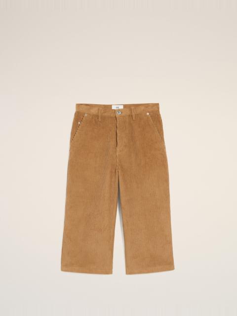 AMI Paris BROWN COTTON LARGE CORDUORY VELVET BERMUDA SHORT
