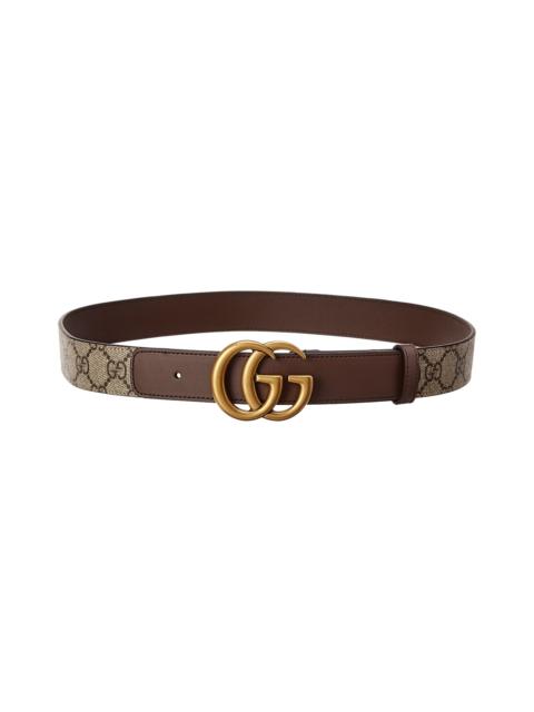 GUCCI Gucci GG Supreme Canvas & Leather Belt