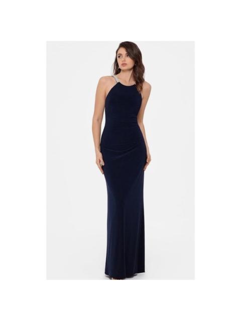 Other Designers NWT Betsy & Adam Women's Halter Neck Jewel Strap Gown in Midnight Sz 14 $249‎