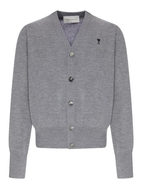 AMI Paris Ami Paris Men V-Neck Knit Cardigan With Embroidered Logo