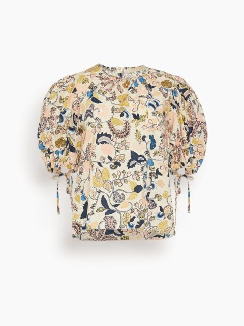 ULLA JOHNSON Coralie Short Sleeve Blouse in Magnolia