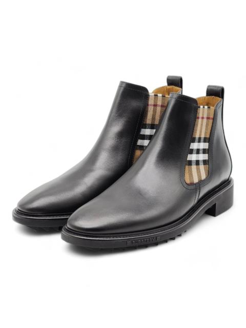 Burberry Allostock Check Leather Chelsea Boots 45 (12 US) $950