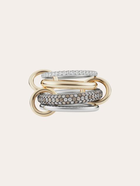 Spinelli Kilcollin Vega 18K Gold Sterling Silver and Mixed-Diamond Linked Rings